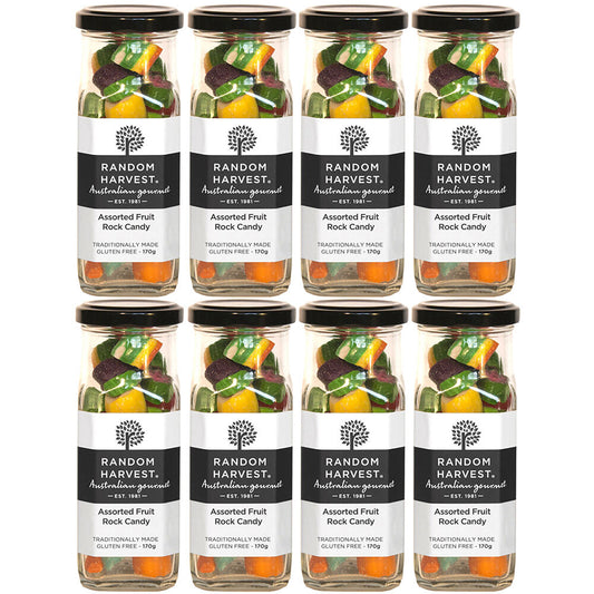 Random Harvest Assorted Fruit Rock Candy 8 x 170g Jars Gluten Free Vegan Sweets