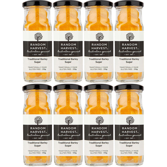 Random Harvest Traditional Barley Sugar Candy 8 x 170g Jars Gluten Free Vegan