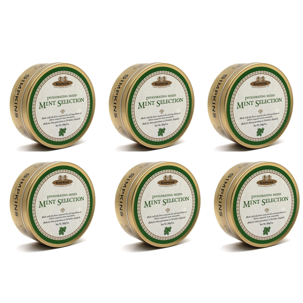 6 x Simpkins Mint Selection Drops 200g Tin Sweets Candy Lollies