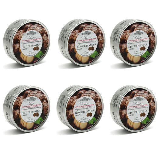 6 x Simpkins Sugar Free Ginger Flavour Drops 175g Tin Sweets Candy Lollies