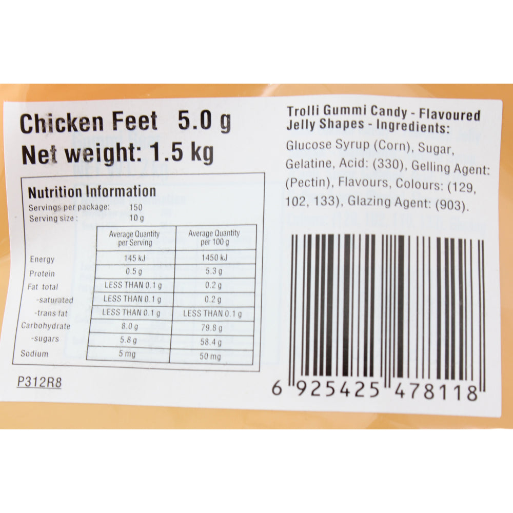 Trolli Chicken Feet Candy Lollies Sweets Bulk Pack 1.5kg