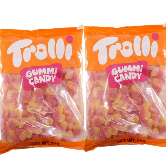 Trolli Sour Peach Hearts Candy Lollies Sweets Bulk Pack 2x 2kg Value Pack