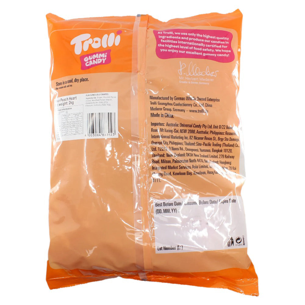 Trolli Sour Peach Hearts Candy Lollies Sweets Bulk Pack 2kg