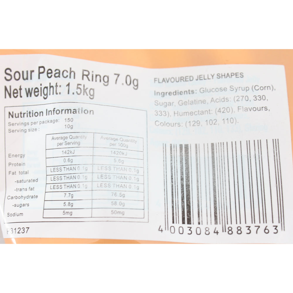 Trolli Peach Rings Candy Lollies Sweets Bulk Pack 1.5kg
