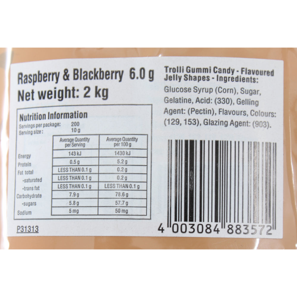 Trolli Raspberry Blackberry Candy Lollies Sweets Bulk Pack 2kg