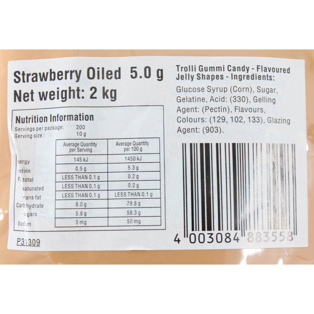 Trolli Oiled Strawberries Candy Lollies Sweets Bulk Pack 2kg
