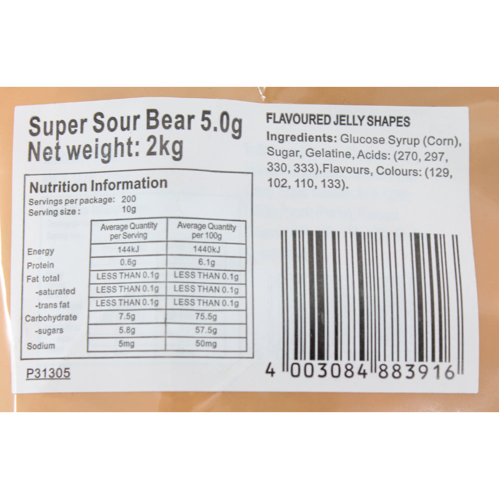 Trolli Sour Bears Candy Lollies Sweets Bulk Pack 2kg