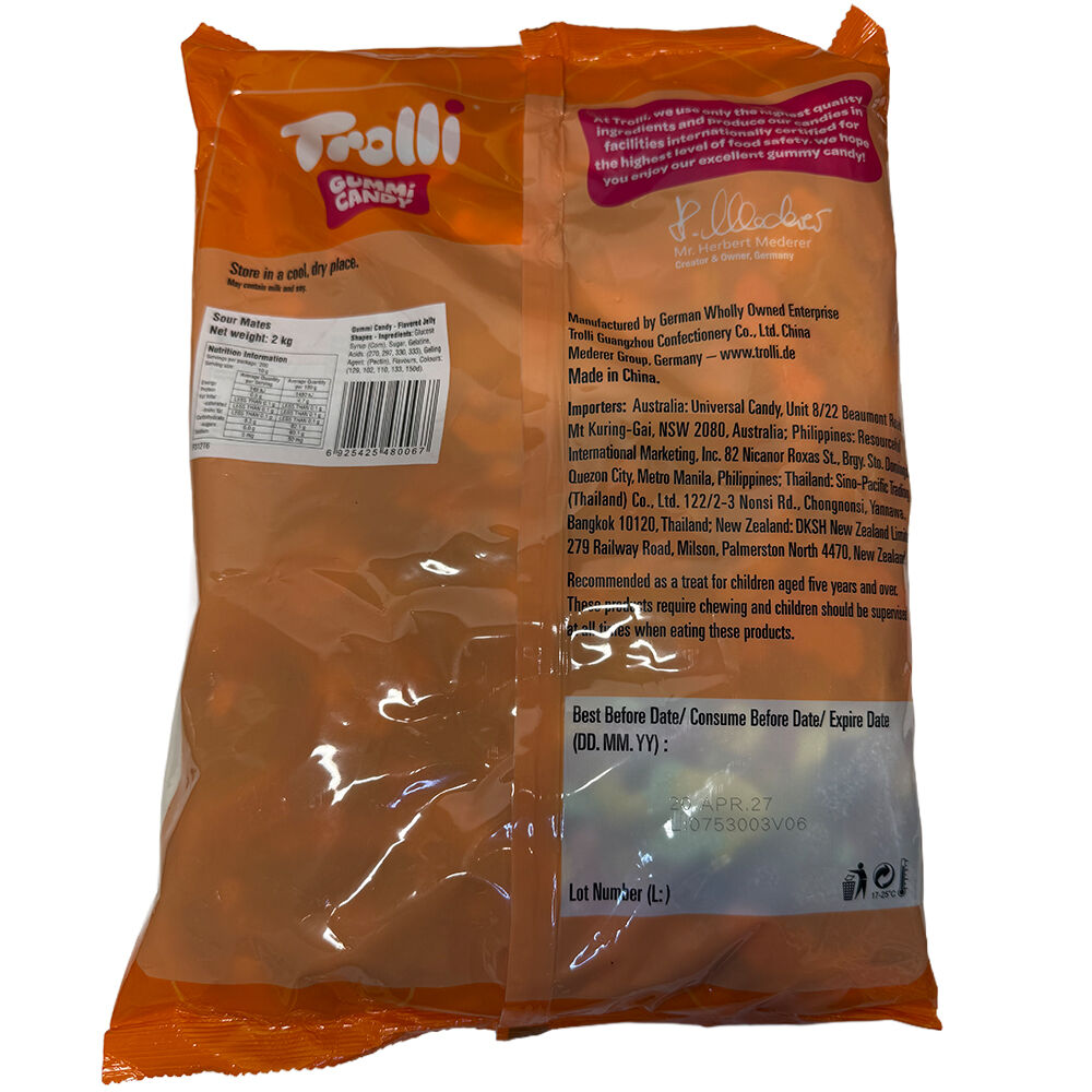 Trolli Sour Mates Gummi Candy 2kg Bulk Bag Sour Chewy Sweets