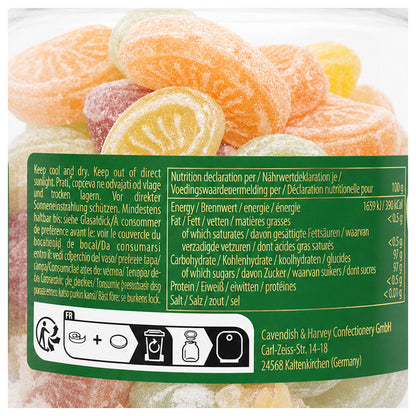 Cavendish & Harvey Fruit Candy Jar 300g Gluten Free Vegan Halal Kosher Sweets