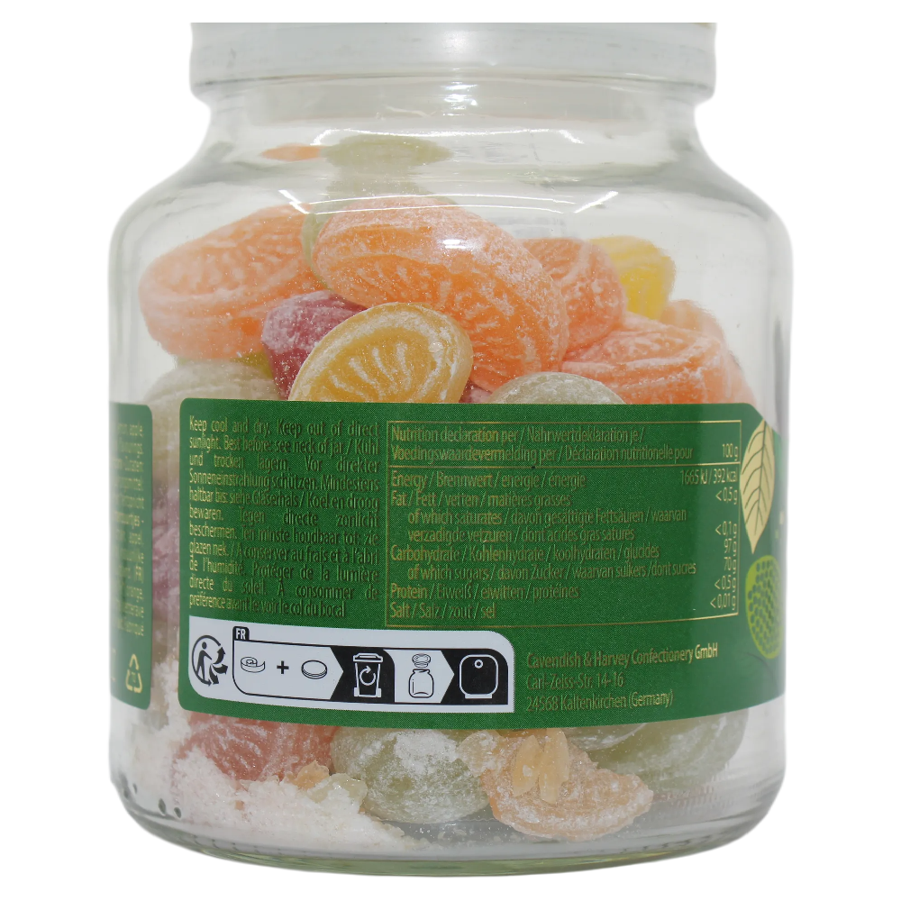 Cavendish and Harvey Fruit Candy Jar 300g Gluten Free Vegan Halal Kosher Sweets