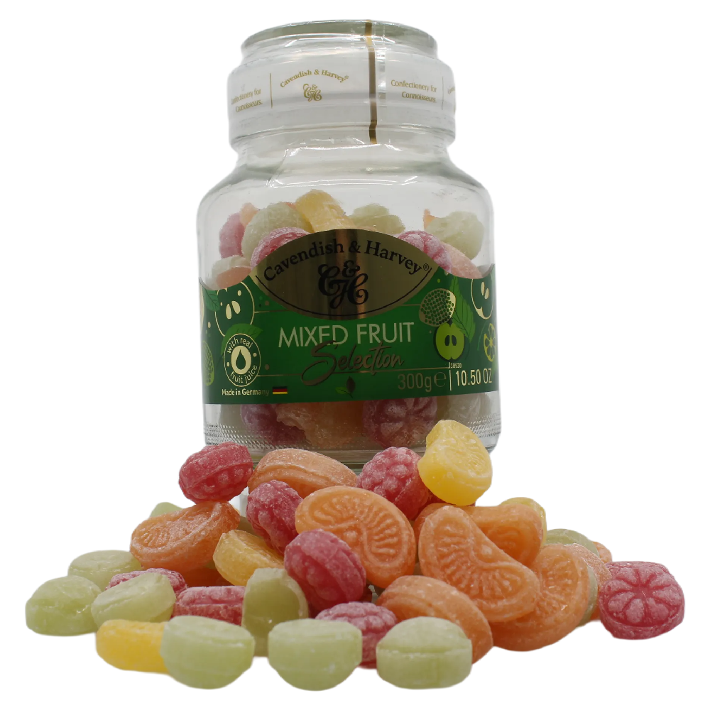 Cavendish and Harvey Fruit Candy Jar 300g Gluten Free Vegan Halal Kosher Sweets