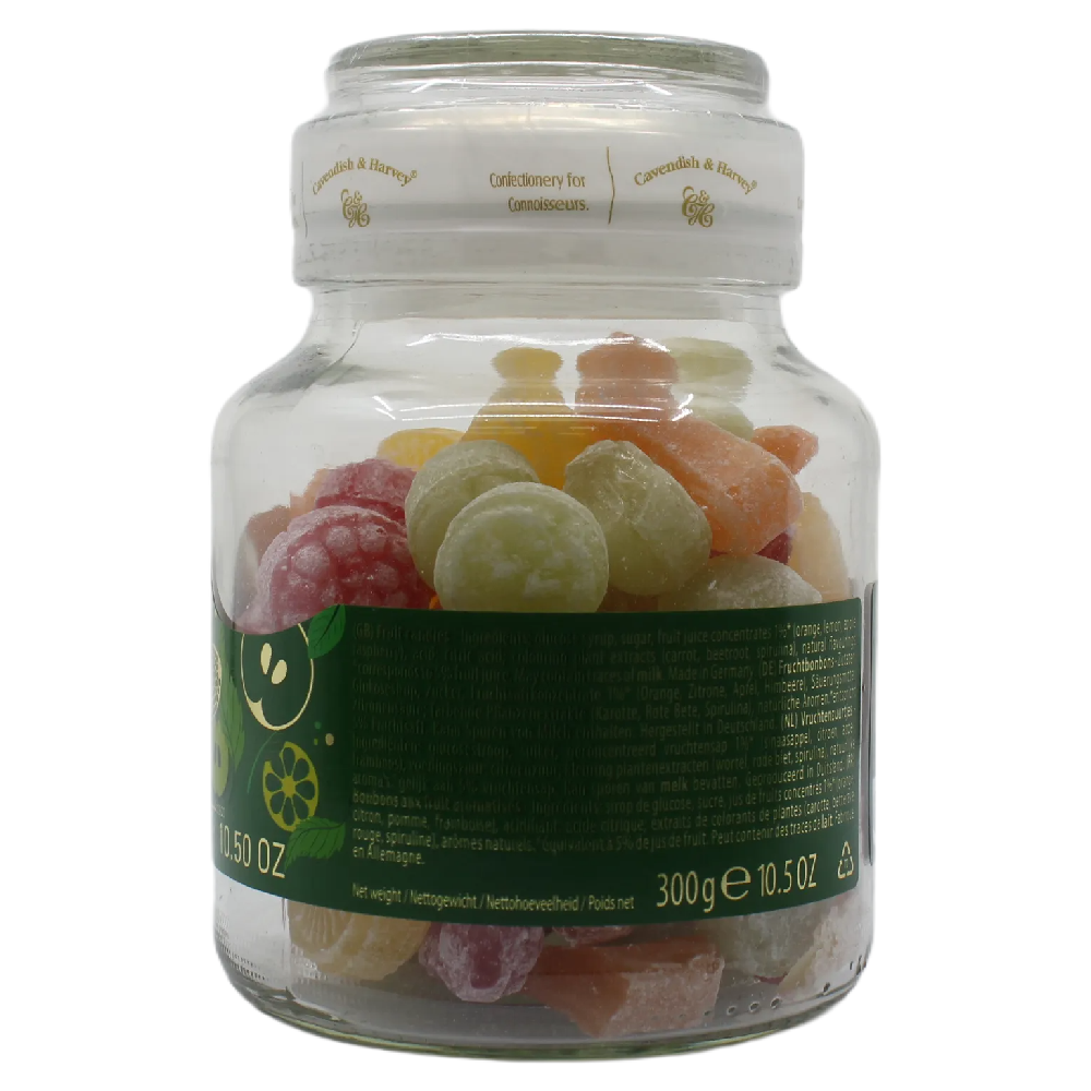 Cavendish and Harvey Fruit Candy Jar 300g Gluten Free Vegan Halal Kosher Sweets