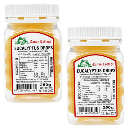 Candy Cottage Eucalyptus Drops 250g Old Fashioned Lollies Sweets 2 Pack