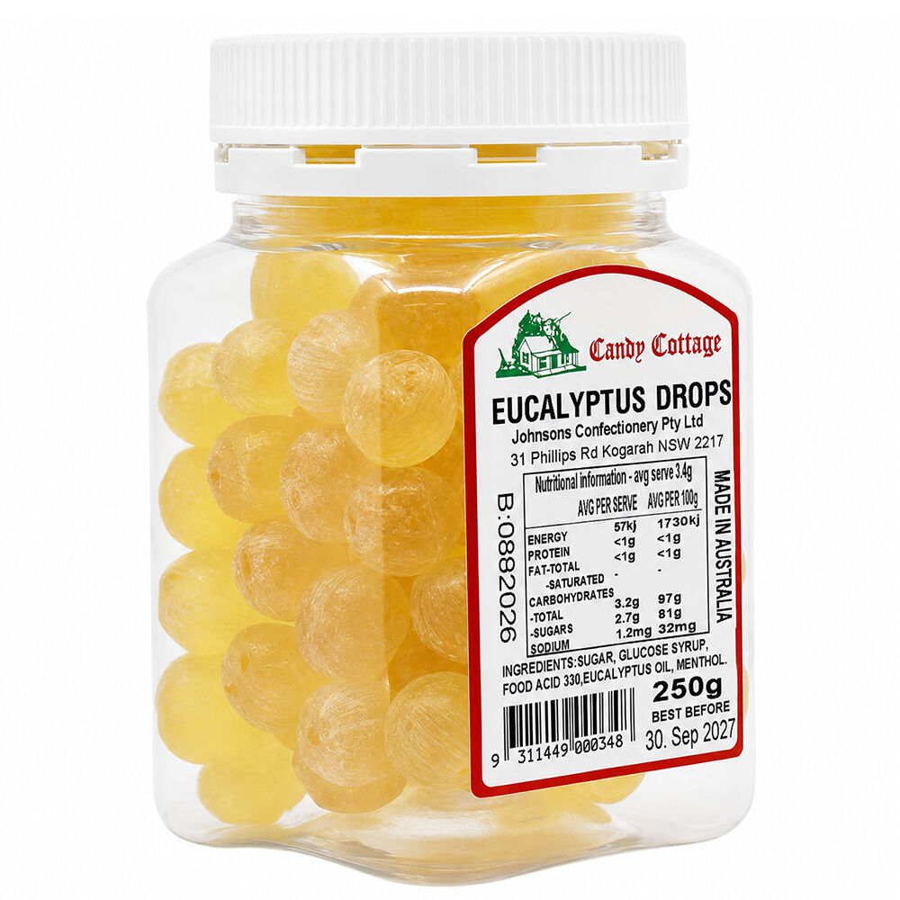 Candy Cottage Eucalyptus Drops 3 x 250g Old Style Lollies Set Australia