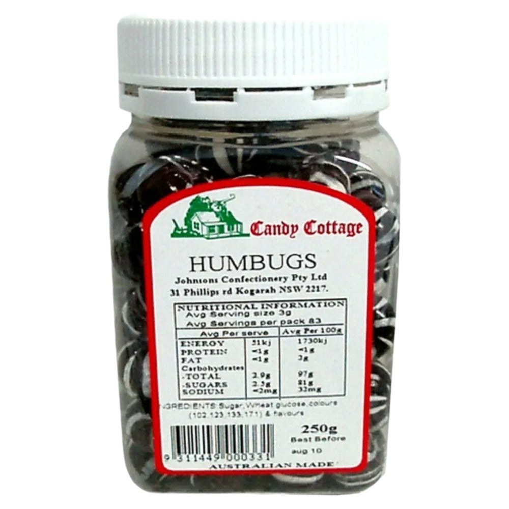 Candy Cottage 10 x Humbugs 250gm Old Fashioned Lollies Sweets Bulk Pack