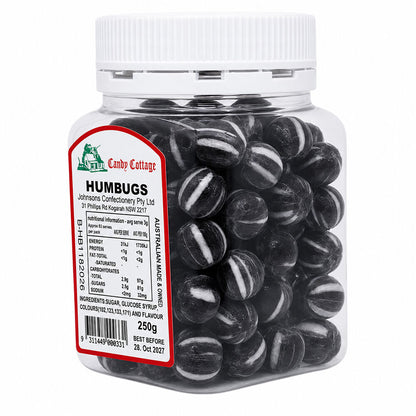 Candy Cottage Humbugs 6 x 250g Peppermint Lollies Set Made in Australia