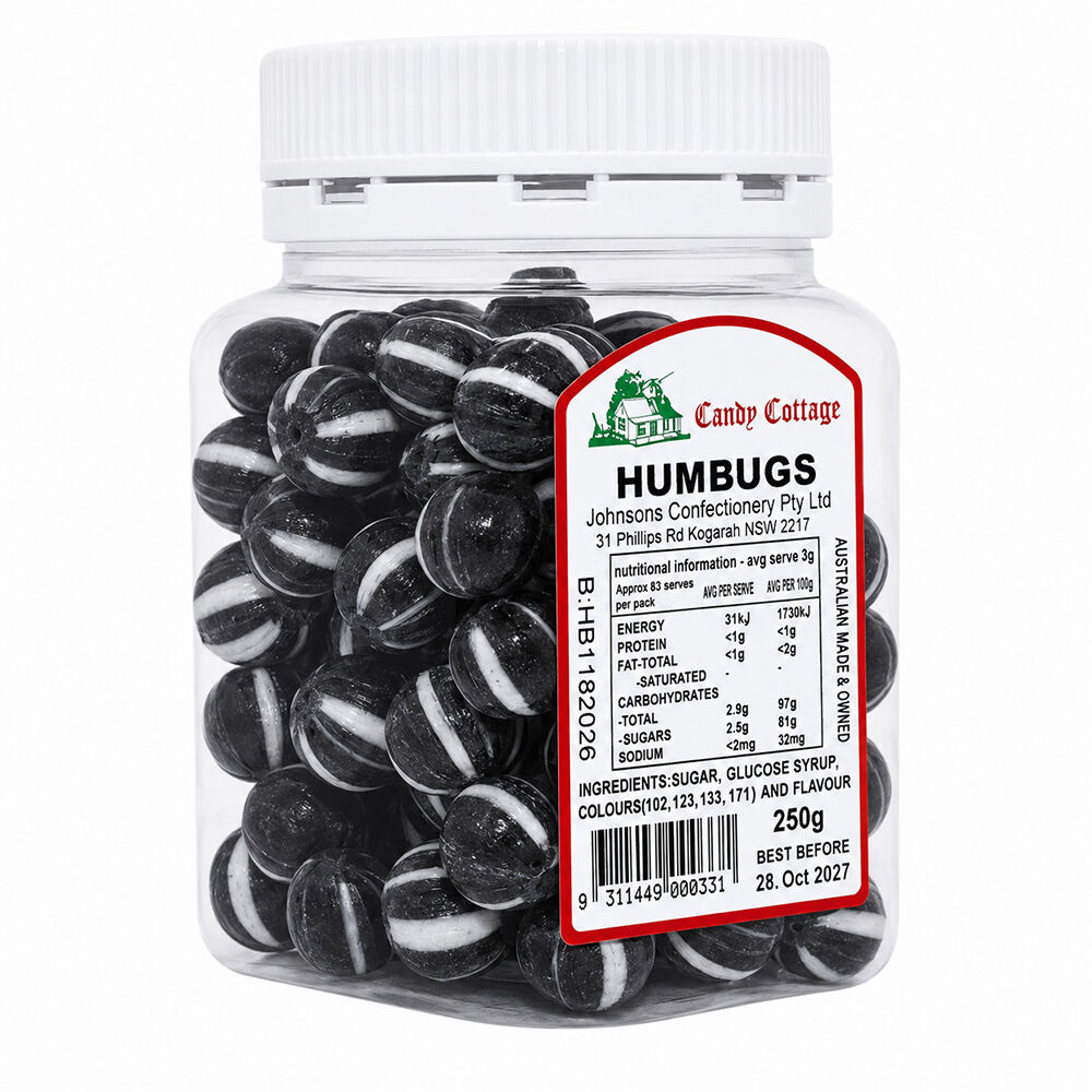 Candy Cottage Humbugs 250gm Old Fashioned Lollies Sweets