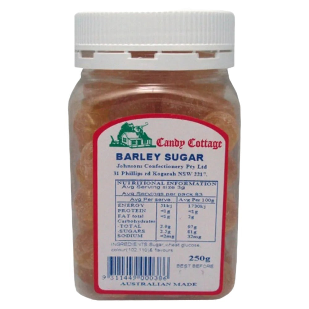 Candy Cottage 10 x Barley Sugar 250gm Old Fashioned Lollies Sweets Bulk Pack