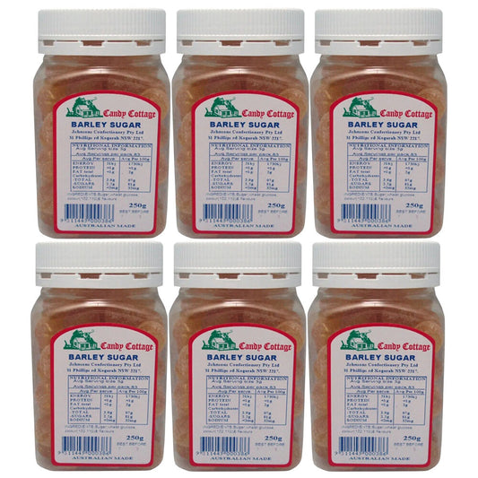 Candy Cottage Barley Sugar 6 x 250g Old Style Australian Lollies Set