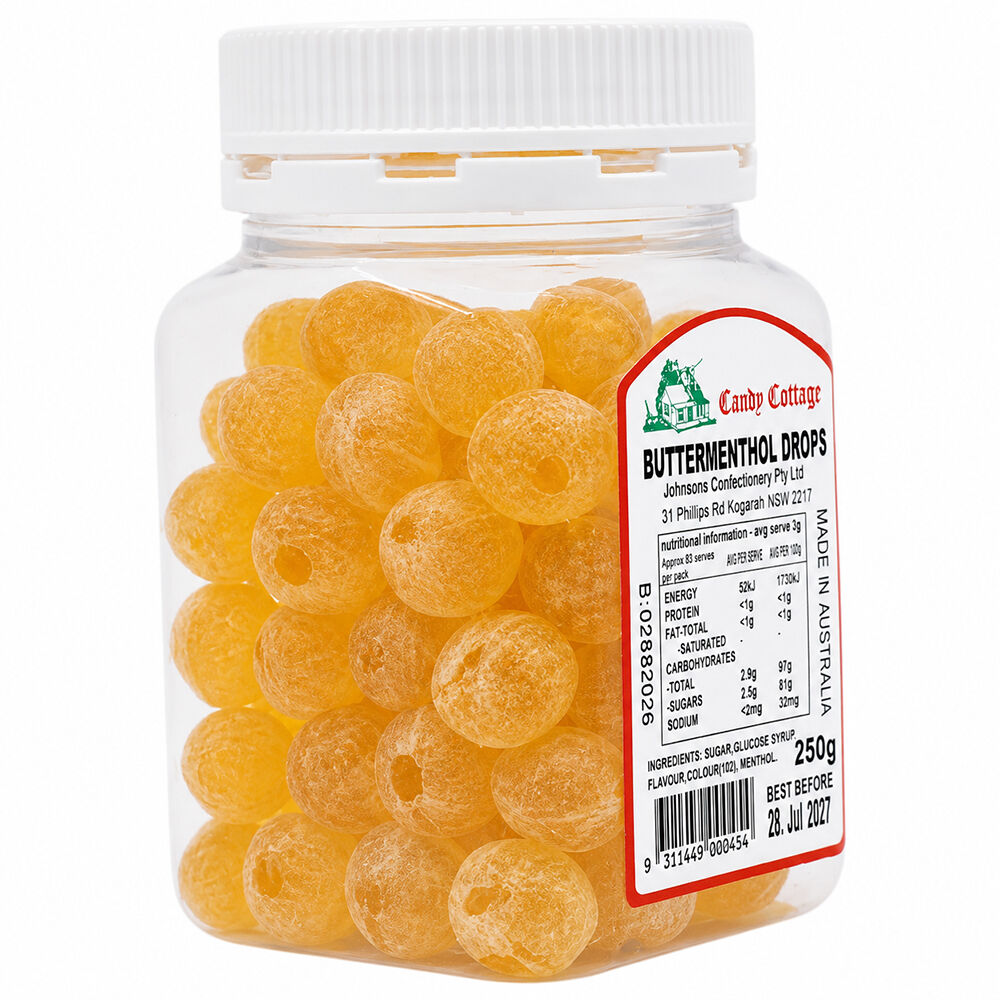 Candy Cottage 10 x Butter Menthol 250gm Old Fashioned Lollies Sweets Bulk Pack