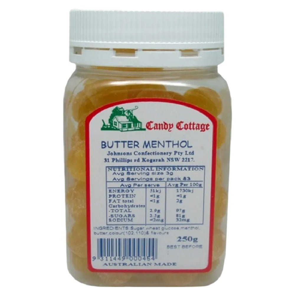 Candy Cottage 10 x Butter Menthol 250gm Old Fashioned Lollies Sweets Bulk Pack
