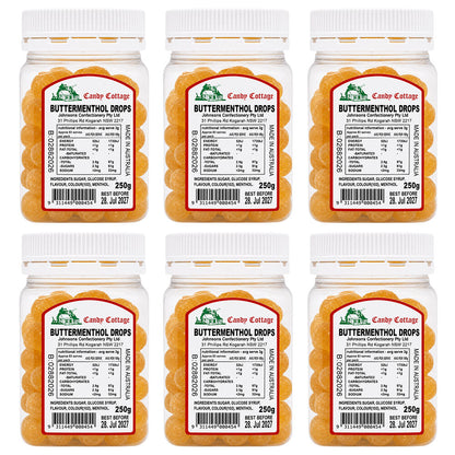 Candy Cottage Butter Menthol 6 x 250g Old Style Lollies Set Australian