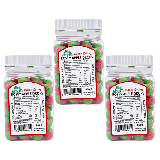 Candy Cottage Rosey Apple 3 x 250g Old Style Lollies Set Australian