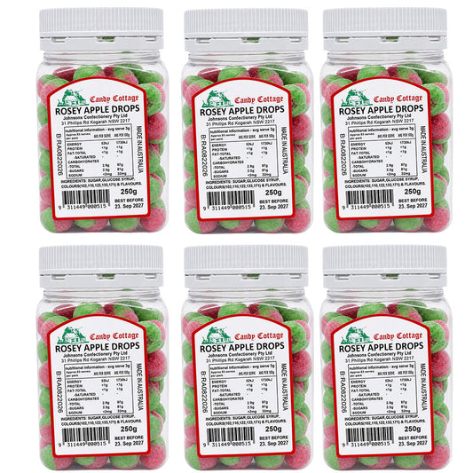 Candy Cottage Rosey Apple 6 x 250g Old Style Lollies Set Australian