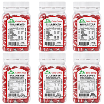 Candy Cottage Bullseyes 6 x 250g Old Style Peppermint Lollies Set