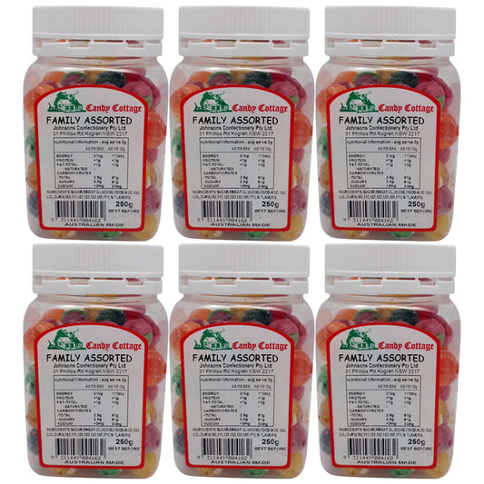 Candy Cottage Family Assorted 6 x 250g Old Style Lollies Set Australian