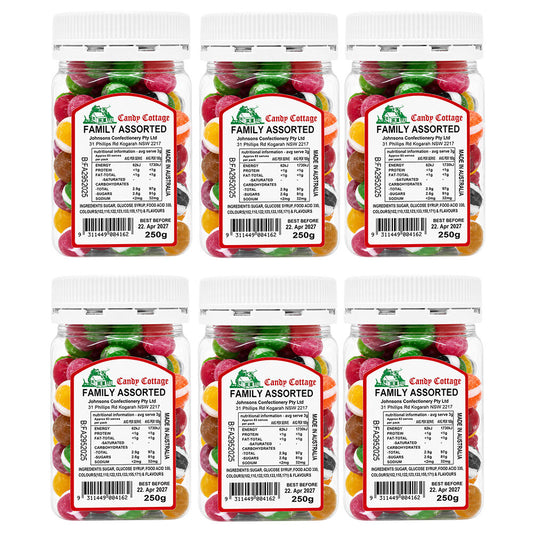 Candy Cottage Family Assorted 6 x 250g Old Style Lollies Set Australian