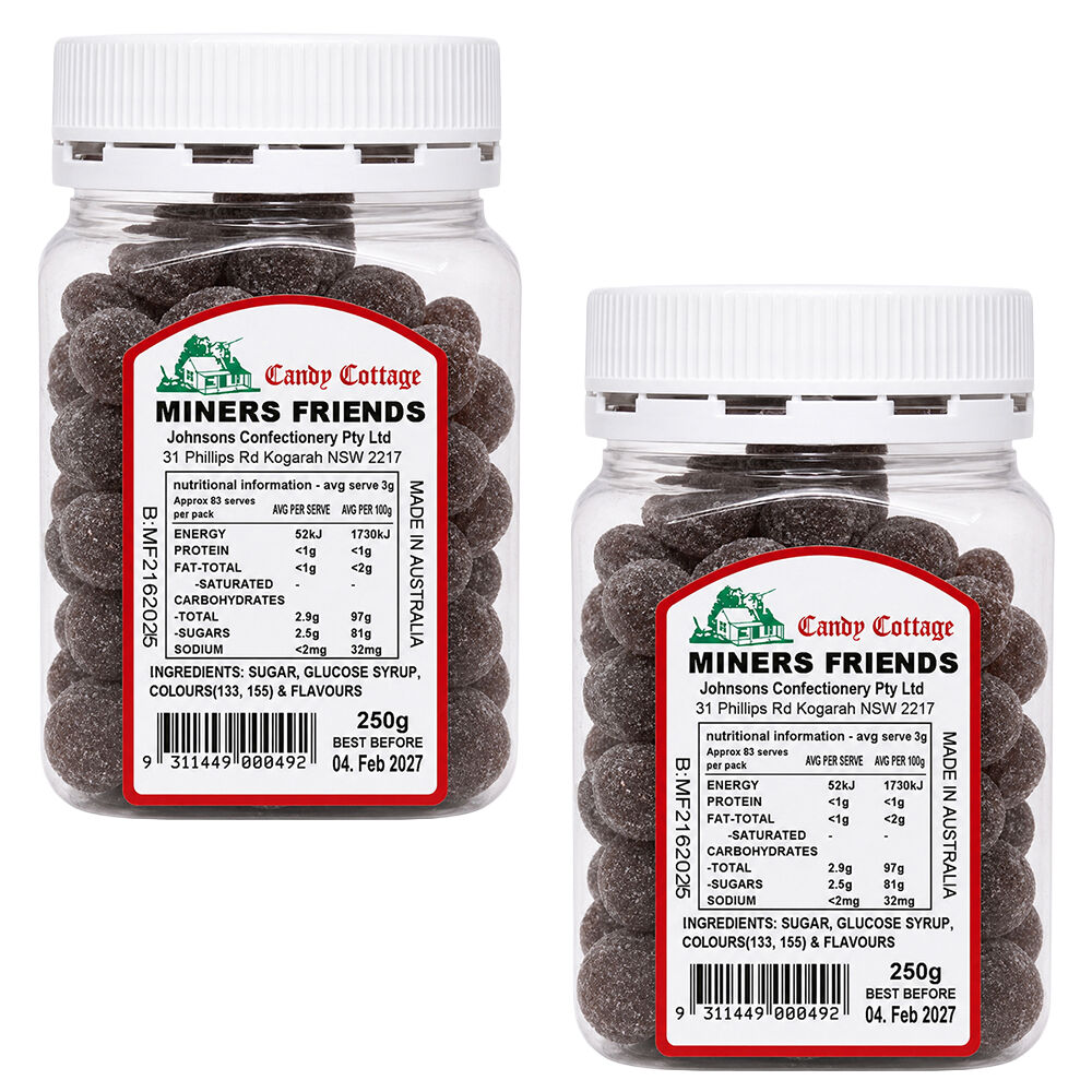 Candy Cottage Miners Friends Old Fashioned Lollies 2 x 250g Pack