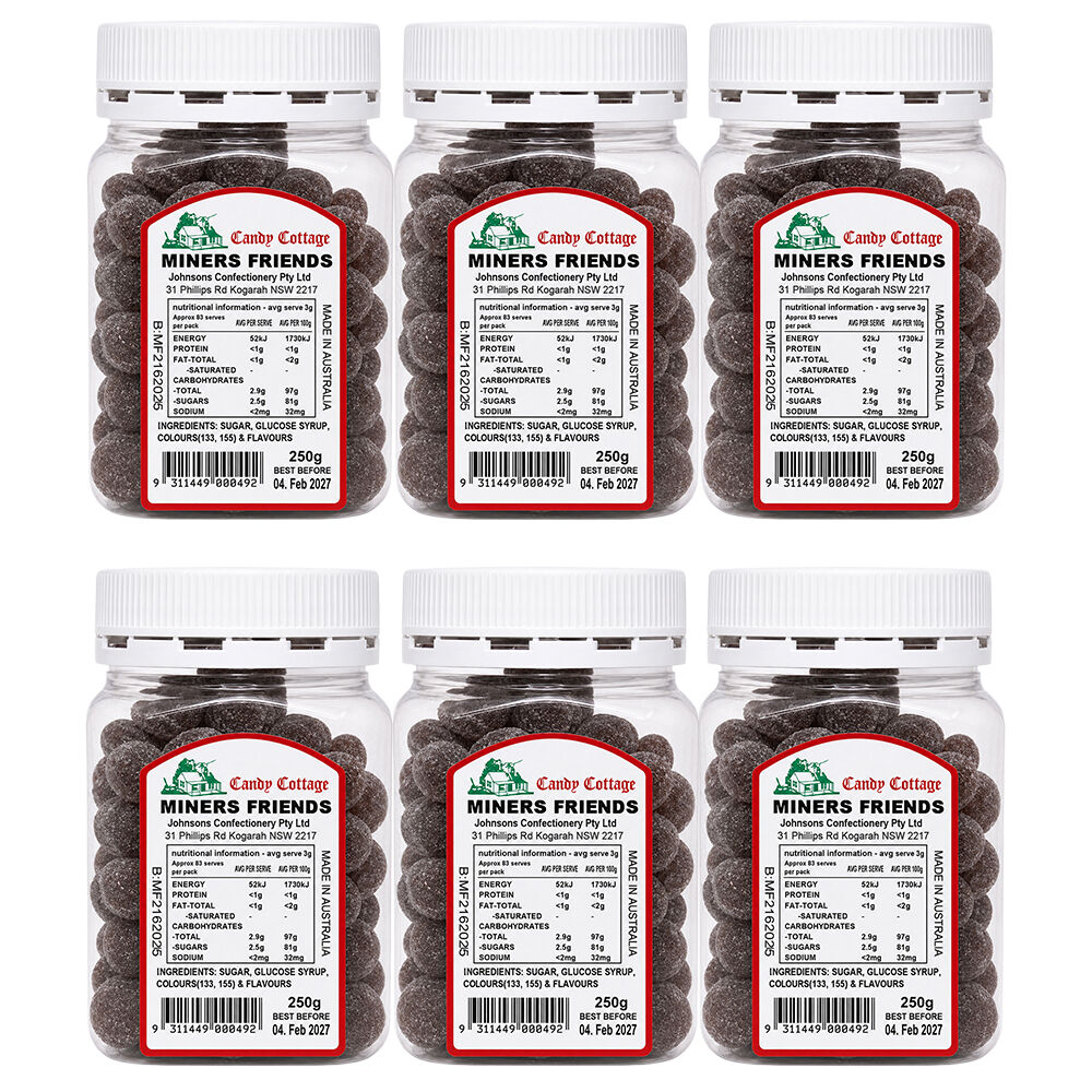 Candy Cottage Miners Friends 6 x 250g Old Style Lollies Set Ausstralian