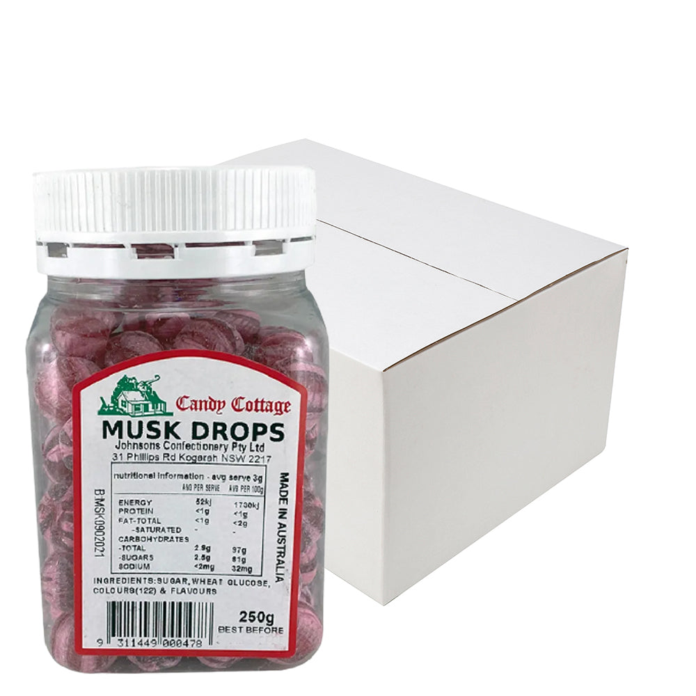Candy Cottage 10 x Musk Drops 250gm Old Fashioned Lollies Sweets Bulk Pack