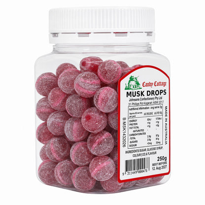 Candy Cottage Musk Drops 250g Old Fashioned Lollies Sweets Pack of 2