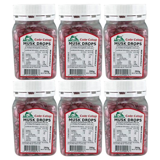 Candy Cottage Musk Drops 6 x 250g Old Style Lollies Set Australian