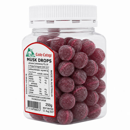 Candy Cottage Musk Drops 250gm Old Fashioned Lollies Sweets