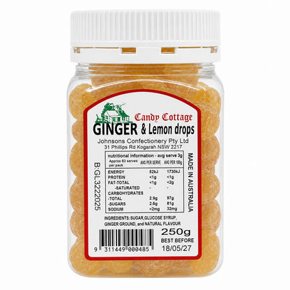 Candy Cottage 10 x Ginger & Lemon 250gm Old Fashioned Lollies Sweets Bulk Pack