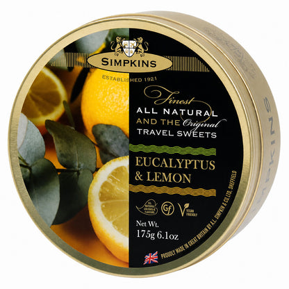 Simpkins Eucalyptus and Lemon 175g Tin Sweets Candy Lollies