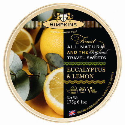 Simpkins Eucalyptus and Lemon 175g Tin Sweets Candy Lollies