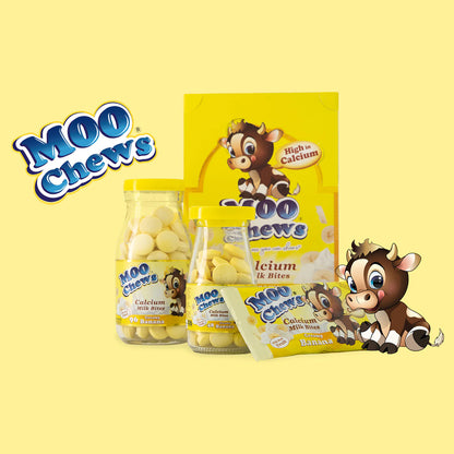 Moo Chews Creamy Banana Calcium Milk Bites Healthy Kids Snacks Jar 96