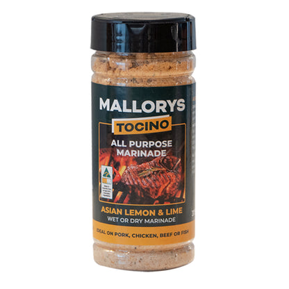 Mallorys Jerky Asian Lemon Lime Meat Rub 375g Zesty BBQ (for Human Consumption)
