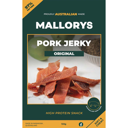 Mallorys Jerky Original Pork Jerky 100g Sweet Savoury Snack (for Human Consumption)