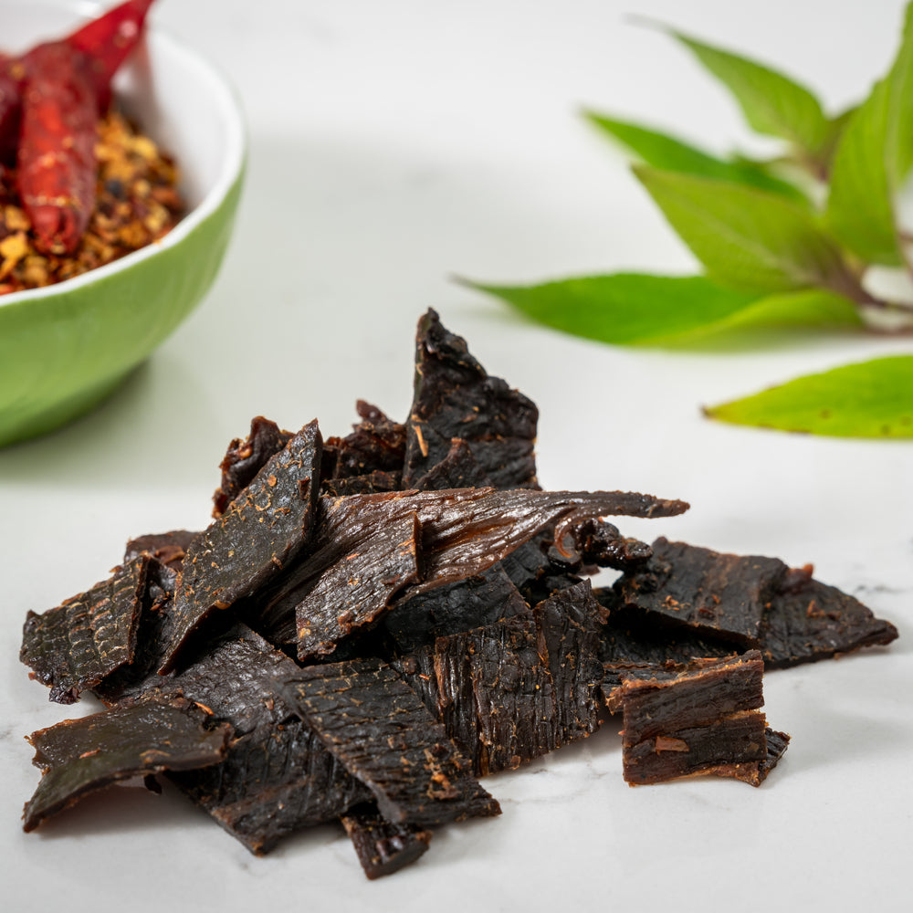Mallorys Jerky Sweet Chilli Beef Jerky 300g Tangy Snack (for Human Consumption)