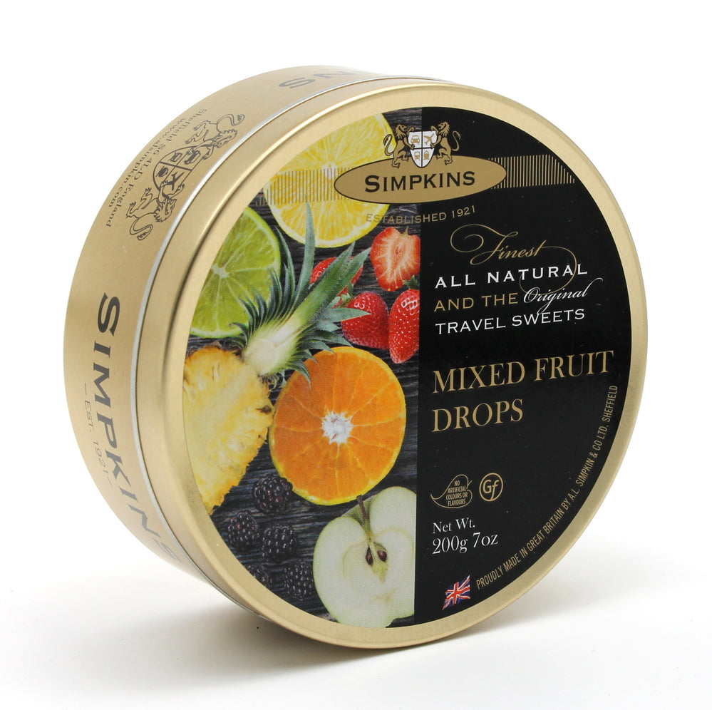 Simpkins Mixed Fruit Drops 200g Tin Sweets Candy Lollies