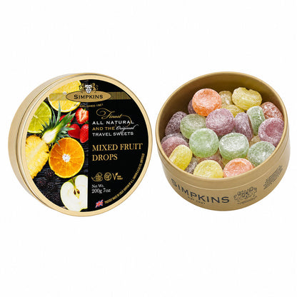 Simpkins Mixed Fruit Drops 200g Tin Sweets Candy Lollies