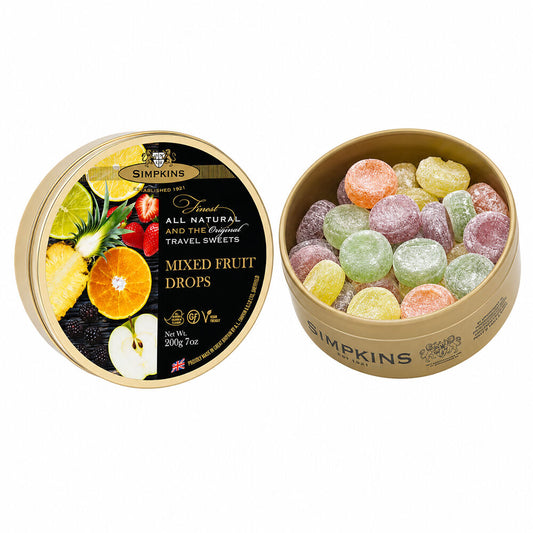 Simpkins Mixed Fruit Drops 200g Tin Sweets Candy Lollies