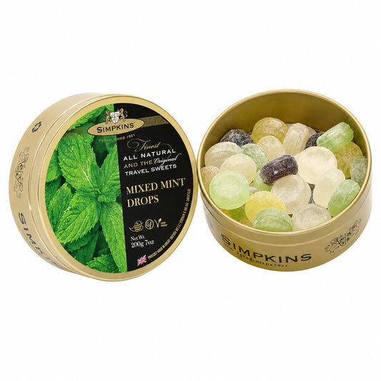 Simpkins Mixed Mint Drops 200g Tin Sweets Candy Lollies