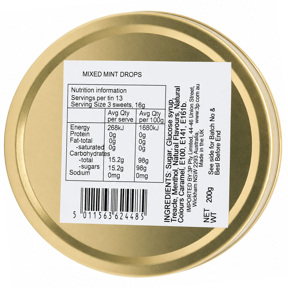 Simpkins Mixed Mint Drops 200g Tin Sweets Candy Lollies