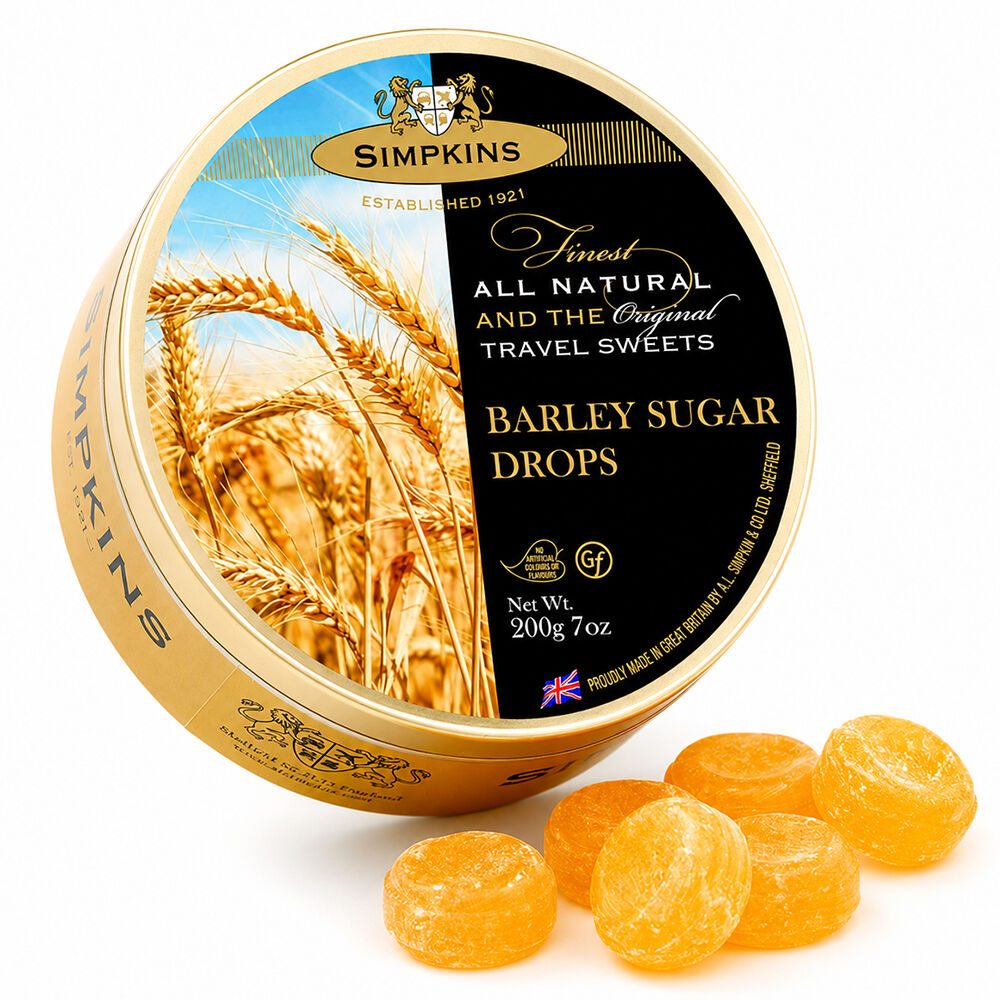Simpkins Barley Sugar Drops 200g Tin Sweets Candy Lollies